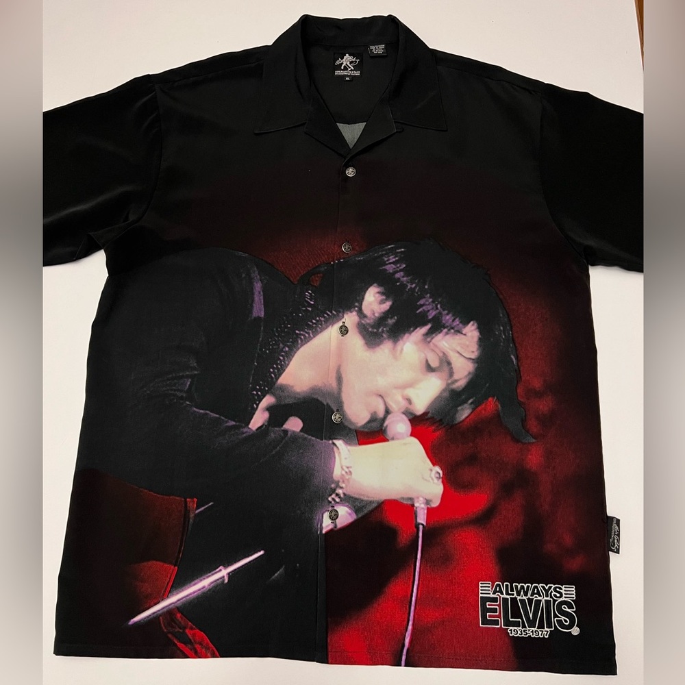 Vintage Elvis Presley Bowling Shirt Dragonfly Clothing Size XL